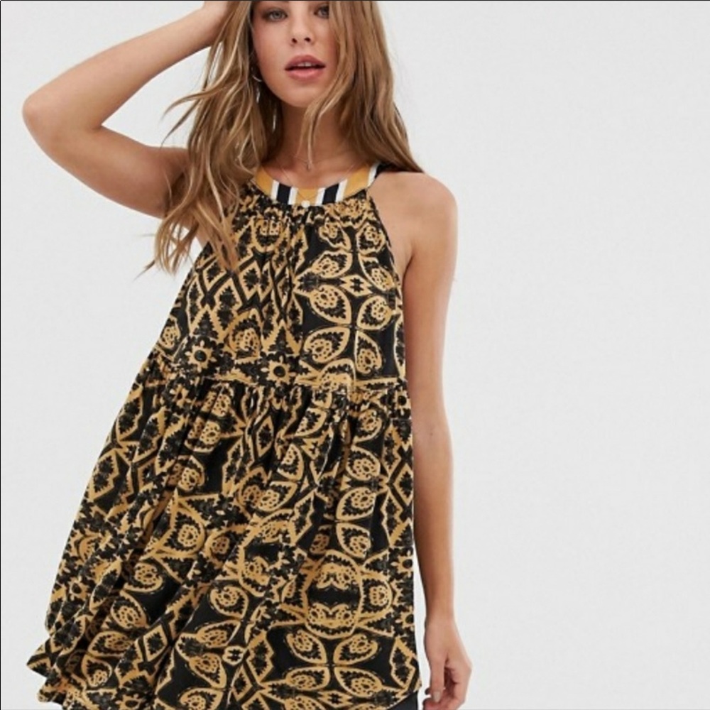 Free People Halter Neck Mimi Printed Tunic Sz M